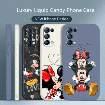 Mickey Minnie Zoete Telefoon Geval Voor OPPO Zoeken X5 X3 X2 neo Pro Lite-A5-A9 2020 A94 A53S 4G 5G Vloeistof Touw Candy Cover