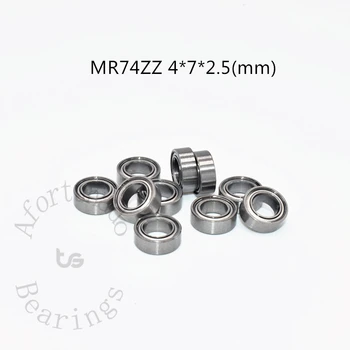 Miniatuur bearing10pcs MR74ZZ 4*7*2.5(mm) gratis verzending chroom staal, Metaal Verzegeld Hoge snelheid Mechanische apparatuur onderdelen