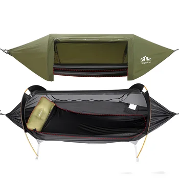 Nacht Cat 2 Persoon Waterdichte Camping Hangmat met Regen Vliegen en Bug Net Hangmat Tent met opbergvak voor slaapmatje