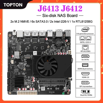 NAS-Moederbord met Celeron J6413 J6412 2*Intel i226-V 1*RTL8125BG 2,5 G LANs 2*NVMe 6*SATA3.0 2*DDR4 1*PCIe Mini ITX MOBO Router