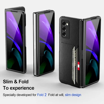 Niet-Vingerafdruk-Kaart Slot Lederen Case voor de Samsung Galaxy Z-Vouw 2 4 Fold4 Fold3 Fold2 5G Vouw 3 Anti-Stof Mobiele Telefoon Cover