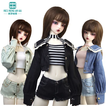 NIEUWE 1/3 1/4 BJD Doll Kleding SD-DD Speelgoed kogelgewricht Pop Mode high-rise jasje met korte jeans cadeau voor meisjes