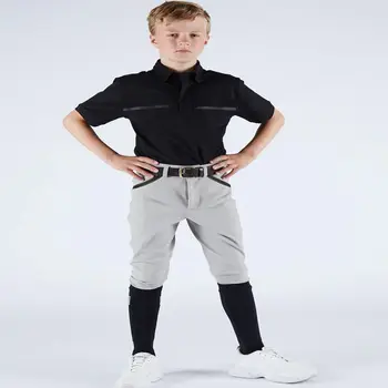 Nieuwe Aankomst Black Boys' in de Paardensport Broek XS-XL Hoge Kwaliteit Kinderen met Hoge Taille Knie silicone Legging Paardrijden Broek