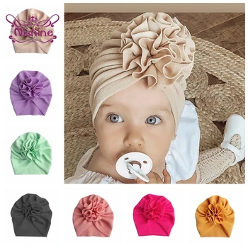 Nieuwe Fashion Flower Baby Mutsje voor Pasgeboren baby Elastisch Baby Tulband Hoeden voor Meisjes Katoen kinderen, Kinderen Beanie Headwear Foto Rekwisieten