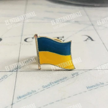 Oekraïne Nationale Vlag Revers Spelden Crystal Epoxy Metaal Emaille Badge Verf Broche Souvenir Pak Persoonlijkheid Herdenkingsmunt Geschenken