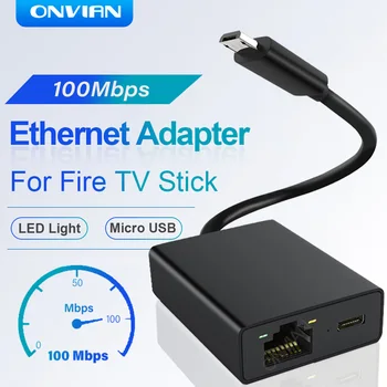 Onvian Ethernet-Adapter voor Brand TV-Stick 100Mbps Externe netwerkkaart Voor 4K Vuur TV Stick Micro naar RJ45 Ethernet Adapter