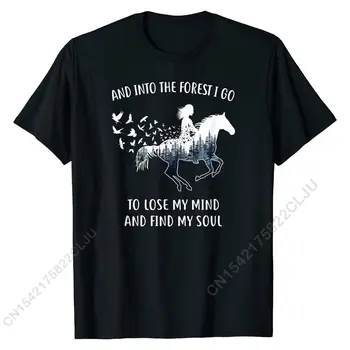 Paard-Shirts Voor Vrouwen: In Het Bos Ik Ga Paardrijden T-Shirt Met Leuke Mannen T-Shirts Normale Tops Shirts Katoen Europa