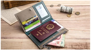 Passport bag lederen mannen en vrouwen beveiliging travel wallet multifunctionele tas rits ultra-dunne parkeerkaarthouder documentatie