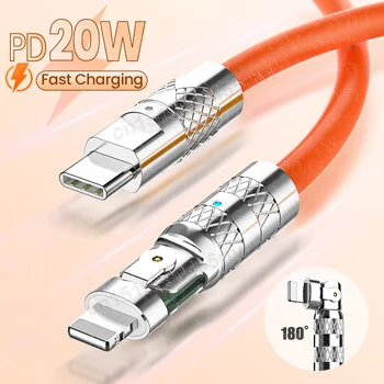 PD 20W 180 Roterende Vloeibare Siliconen Snel Opladen Kabel, USB-C Type Kabel Geschikt Voor de iPhone 14 Pro Mobiele Telefoon Snel te Laden