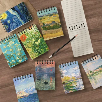 Pocket Notebook, Het Beroemde Schilderij Van Van Gogh, Monet Horizontale Lijn Spoel Opmerking Woord Boek Record Boek Dagboek Dagboek Planner Briefpapier