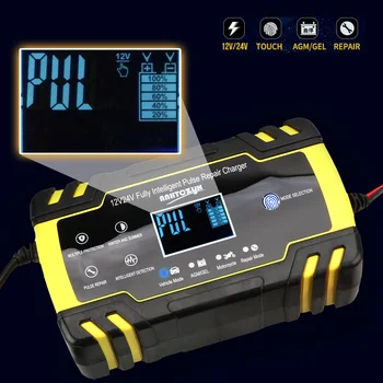 Pulse Reparatie Volledig Automatische Acculader 12V-24V 8A Intelligente Digitale LCD Display Nat Droog Lood-Zuur Batterij-opladers