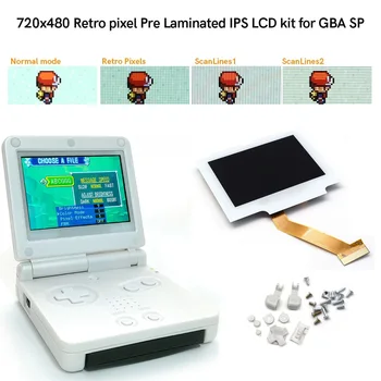 Retro Pixel Backlight Wit Pre Gelaagd 720x480 V5 Daling In de IPS LCD-scherm Voor de GBA SP Console Vervangen Voor GBA SP LCD