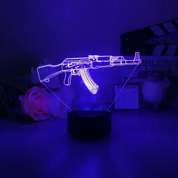RGB Gun 3D Nacht Licht Gaming Ruimte voor Slaapkamer Decor Licht Schattige Verjaardag Kleurrijke Geschenk LED Lamp Manga Kid Mooie Aanwezig
