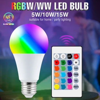 RGB LED Lamp E27 5W-15W 220V Zeven Kleuren Verlichting Afstandsbediening Intelligente Lamp RGBW Slaapkamer Woonkamer Lichtgevende Licht