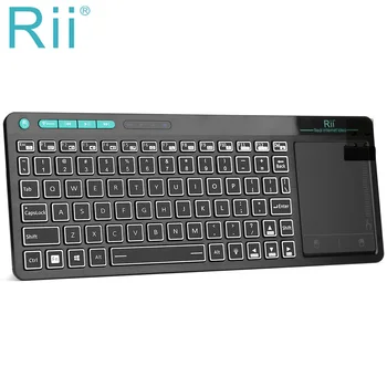 Rii RT518S Mini Bluetooth Draadloze 2-LED-Kleur van Achtergrondverlichting en Multimedia Toetsenbord Muis Oplaadbare Toetsenbord Voor Android TV Box /PC