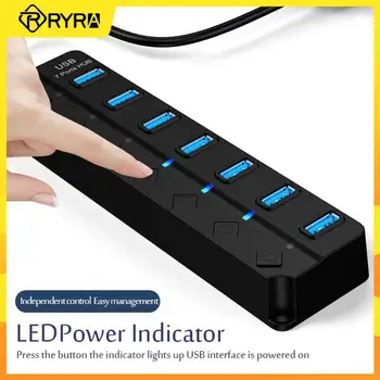 RYRA USB 3.0 Multifunctionele 7-port HUB Splitter Adapter Hub Met LED Power Indicator Licht Multi-Expander USB 3.0-Hub Met Schakelaar