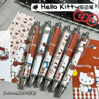 Sanrio Cartoon Gel Pen 12/24pcs Kawaii Hello Kitty Kuromi Studenten Briefpapier Schrijven Druk op Pennen 0.5 Zwarte School Office Kinderen Pennen