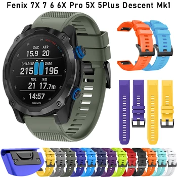 Siliconen Horlogeband Banden Voor 26mm Garmin Fenix 6X 7X 7 6 6S Pro Easyfit Wriststrap 22mm Fenix 5 5X Plus MK1 Smartwatch Armband