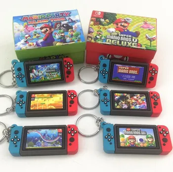 Super Mario Bros Schakelaar Spel Console Sleutelhanger speelgoed voor Kinderen Schooltas Auto Sleutel Hanger Ring Houder Sieraden, Accessoires Geschenken