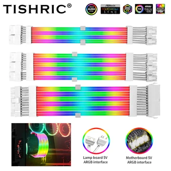 TISHRIC 18AWG RGB ATX RGB ATX 24Pin 8PIN Sync PSU Voeding verlengkabel VGA-GPU PCI-E RGB Moederbord verlengkabel