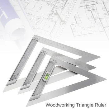 Triangle Ruler 90 Graden Vierkante Liniaal Aluminium Legering Niveau Hoek Heerser Houtbewerking Timmerman meetinstrument Meter 150mm 200mm