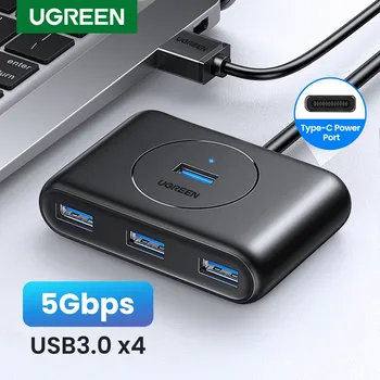 UGREEN USB-Hub 5Gbps 4-poorts USB 3.0 HUB Splitter voor Harde Schijven, USB Flash Drive Adapter voor MacBook Pro Air Oppervlak PC-Accessoires