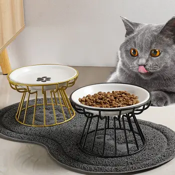 Ulmpp Cat Lift Kom Met Metalen Voet Huisdier Keramische Food Snacks Voeden Een Verhoogde Invoer Kitten, Puppy Schotel Hond Levert Accessoires