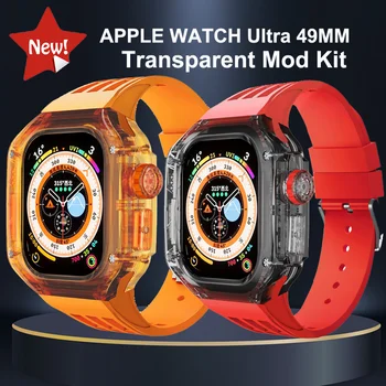 Ultra 49mm Luxe Transparante Wijziging kit Voor Apple Horloge Ultra 49mm Fluororubber Horlogeband Armband iWatch 49 Schone Zaak