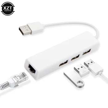 USB-Ethernet-USB-Hub aan op de RJ45 Lan netwerkkaart 10/100 Mbps Ethernet-Adapter voor Mac iOS-Laptop-PC met Windows USB 2.0 Hub