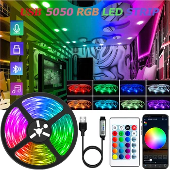 USB LED Strip Lights Bluetooth RGB 5050 2835 5V RGB LED Lamp Lint Flexibele Licht Voor de Kamer Decoratie TV-Achtergrondverlichting Diode Tape
