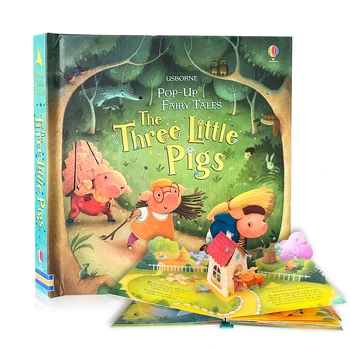 Usborne Pop-Up-de Drie Kleine biggetjes engels 3D Flap prentenboeken Kinderen Lezen Boek baby leren engelstalige Boeken voor Kinderen