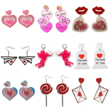 Valentijnsdag Romantisch Hand Hart Gebaar Acryl Oorbellen Voor Vrouwen Mode Cupido 's Pijl Hou van Je Oorbellen Dag Cadeau