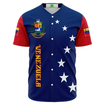 Venezuela Heraldiek Unisex Honkbal Jersey Shirts Heren Dames Casual Sportieve Jersey Venezuela Jas Mode Korte Mouw Shirts