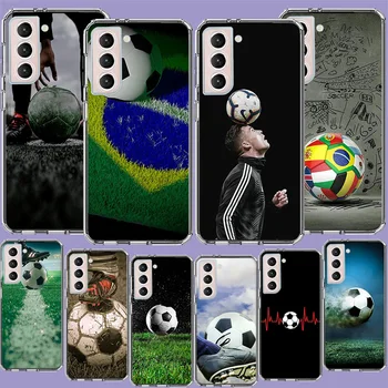Voetbal Voetbal Bal Design Telefoon Geval Voor Samsung-A04 A04S A14 en A24 A34 A54 Galaxy Note 20 Ultra Lite 10 9 8 M51 M52 M32 M30S M2