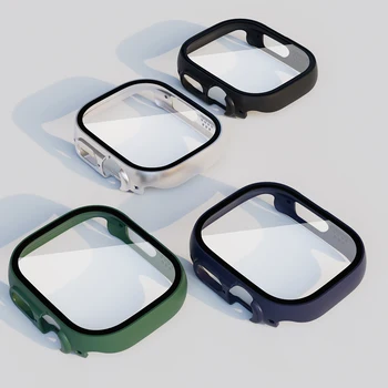 Voor Apple-Horloge Ultra 49mm Case + Glas 2 in 1 Protector Hard Case Cover-Scherm van Gehard Glas Film Beschermende Accessoires