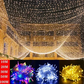 Waterdichte Lichtjes 10M 100M Led String Garland Kerst Licht voor Boom Huis Tuin Bruiloft Outdoor Indoor Decoratie