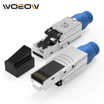 WoeoW Cat8 Cat6a-Connectoren RJ45 Tool Gratis Industriële Ethernet Easy Jack Afgeschermd Hoofd Beëindiging van de Plug - 1PCS