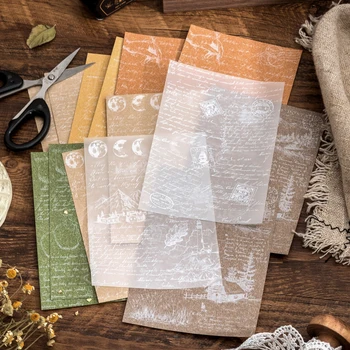 Yoofun 9pcs/pack Transparante Materiaal Papieren voor Scrapbooking Achtergrond Decor Papier Vintage DIY Accessoires Retro Briefpapier