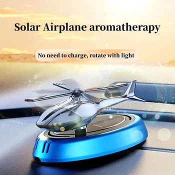 Zonne-Energie Draaiende Helikopter Parfum Houder Legering Helikopter Zuiveren Van Lucht Voor Auto Zonne-Ornament Decoratie Voor De Auto Offi